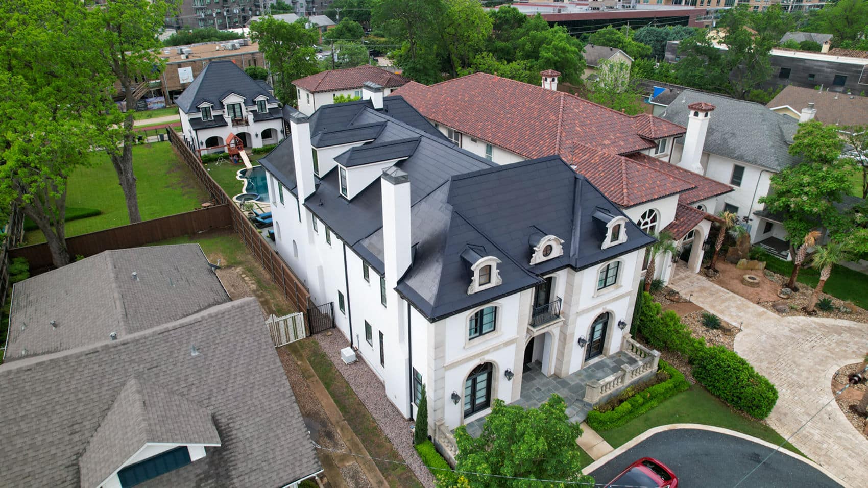 French chateau Tesla Solar Roof home