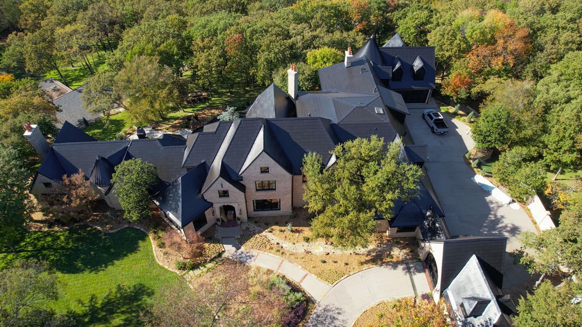 Tesla Solar Roof installed on a large Texas estate home