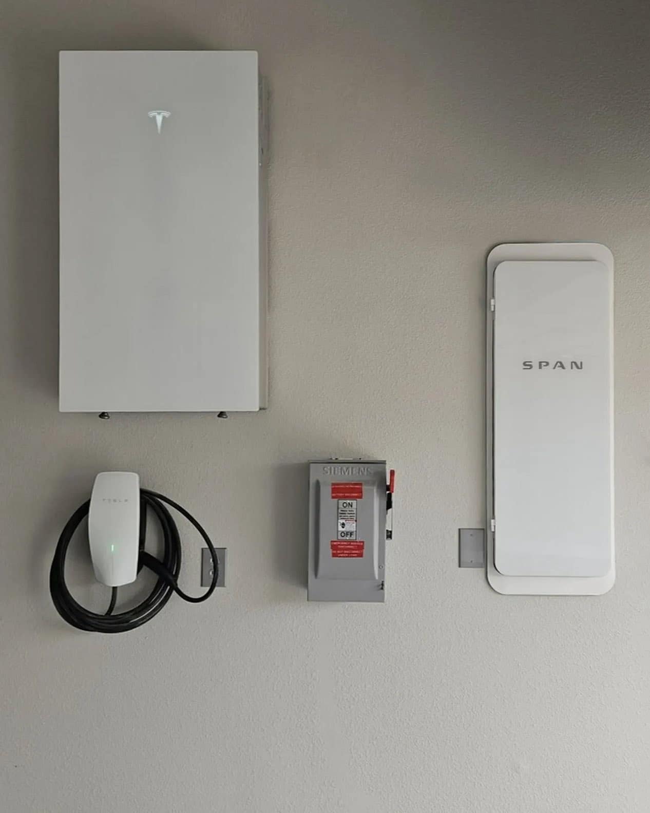 Tesla charger installed with SPAN smart panel