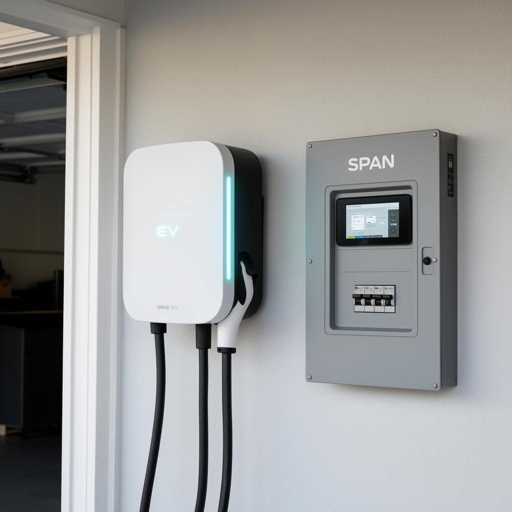 SPAN Drive charger installed next to SPAN smart panel