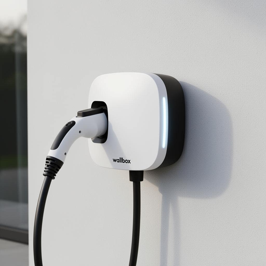 Wallbox EV charger installed on an exterior wall