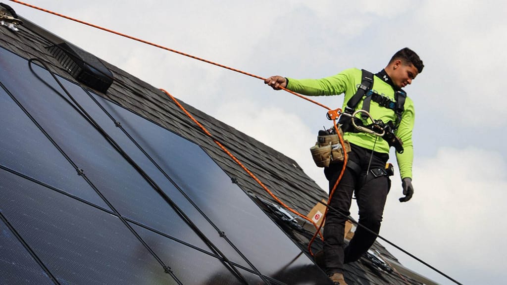 Good Faith Energy installer wearing safety gears