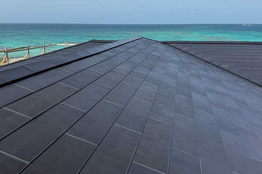 Tesla Solar Roof closeup shot