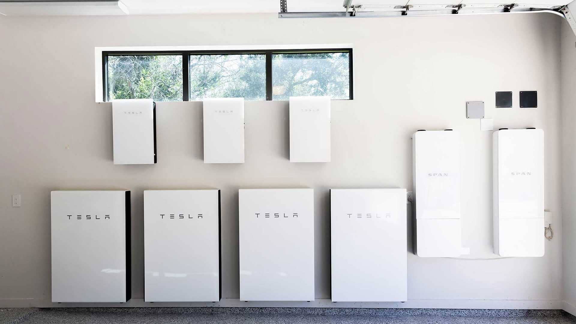 four tesla solar battery backups