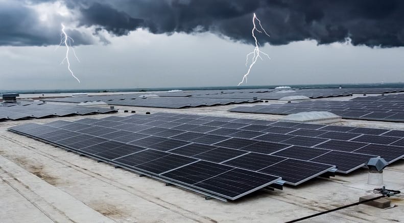 solar panels in a storm