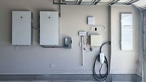 Tesla Powerwall with Charger in Garage