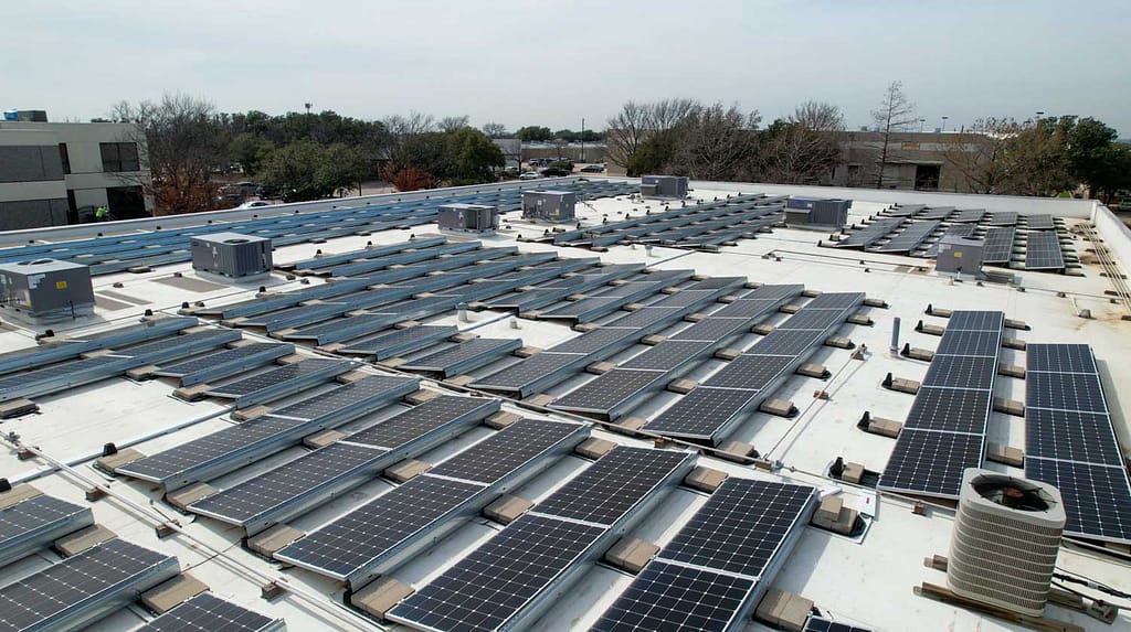solar panels placed on a commercial business
