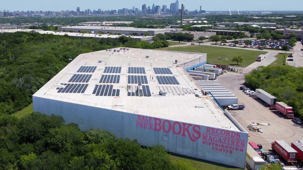 solar panels on Half Price Books building