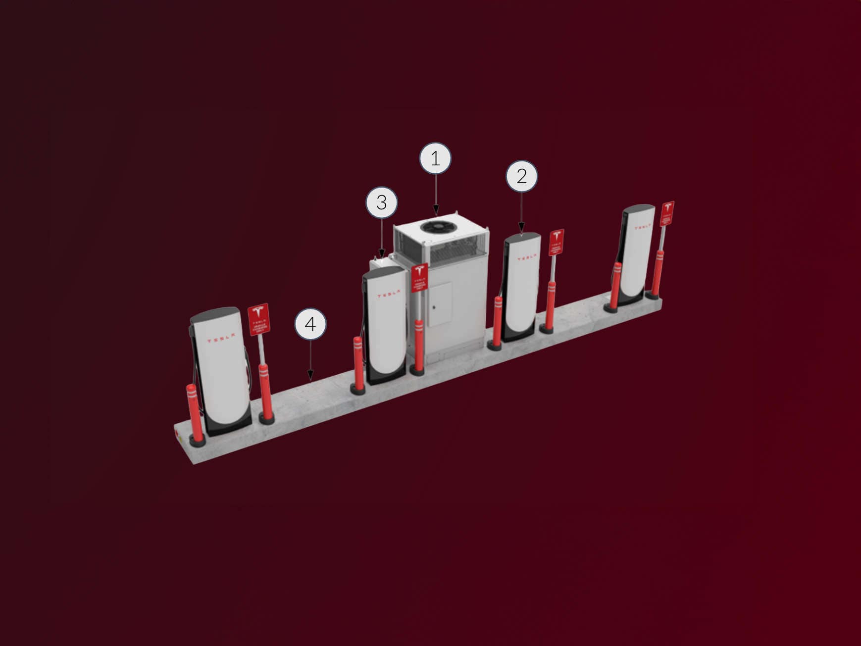 EV charging station layout illustration