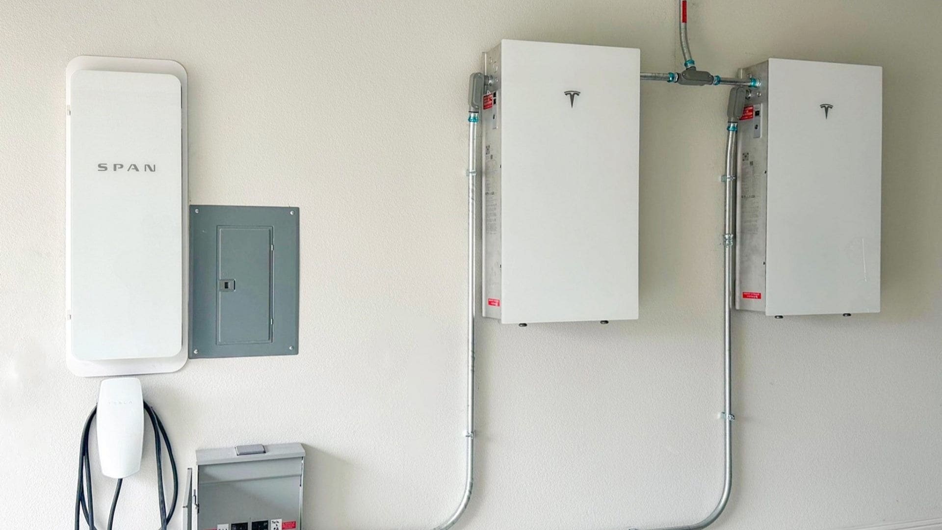 SPAN Drive EV charger installed with Tesla Powerwall