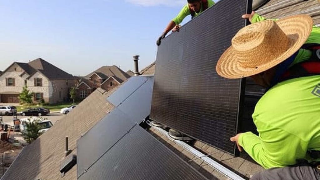 installing solar roof panels by two Good Faith Energy certified installers