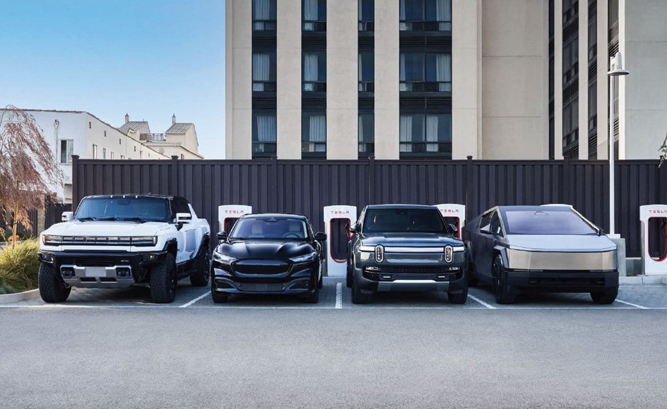 Multiple EV brands charging at Tesla Superchargers