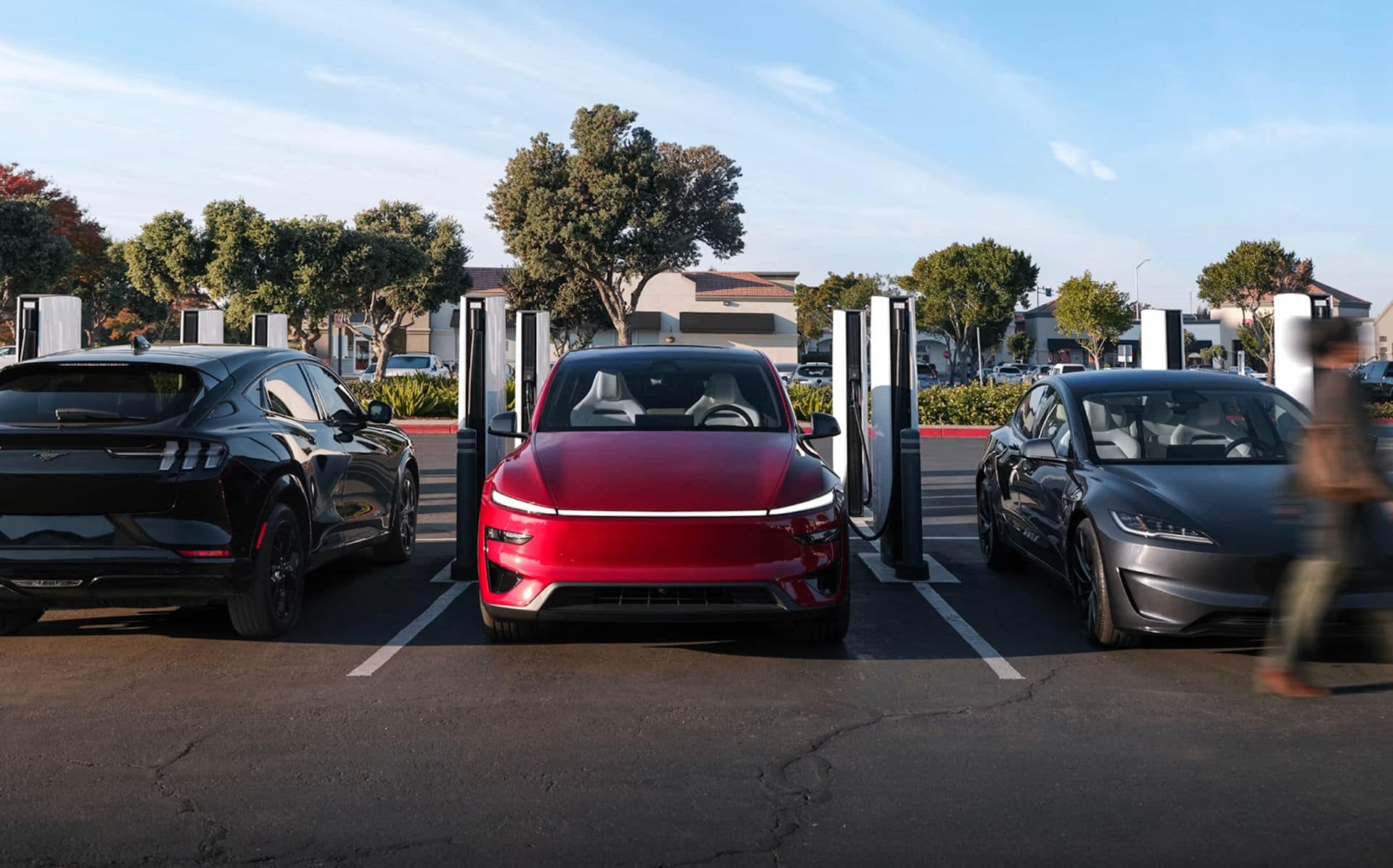 Tesla Superchargers at a commercial property