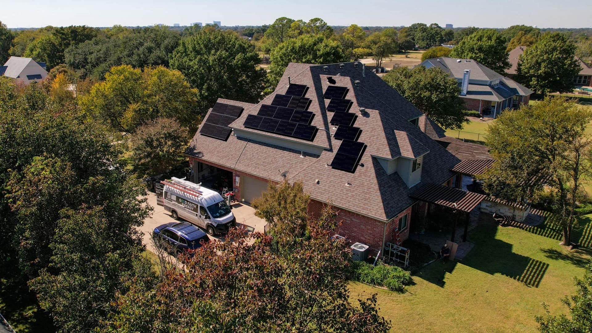 House with Panel Installation with GFE truck in drive way