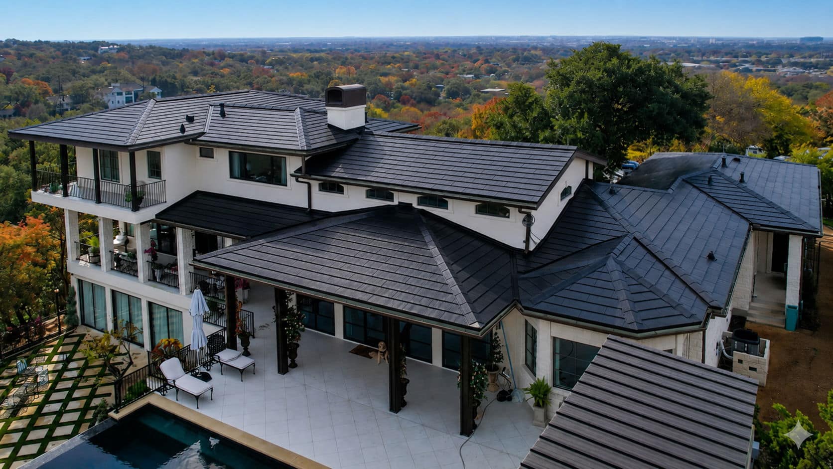 Tesla Solar Roof House with Pool