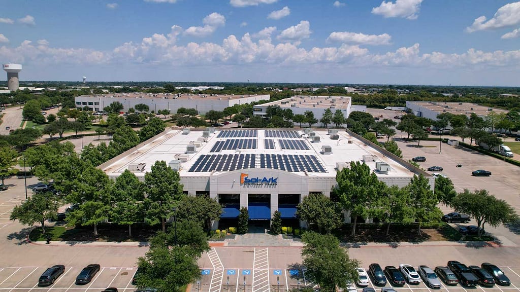 business with solar panels on roof