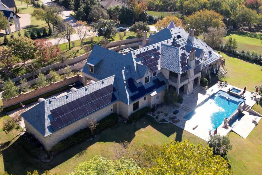 slate roof with solar energy