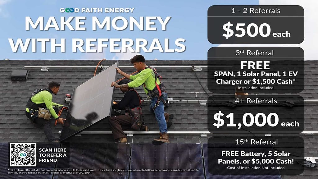make money with Texas Solar Energy Referral Program flyer by Good Faith Energy
