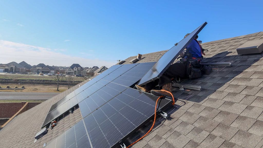 installation of solar panels on roof by Good Faith Energy