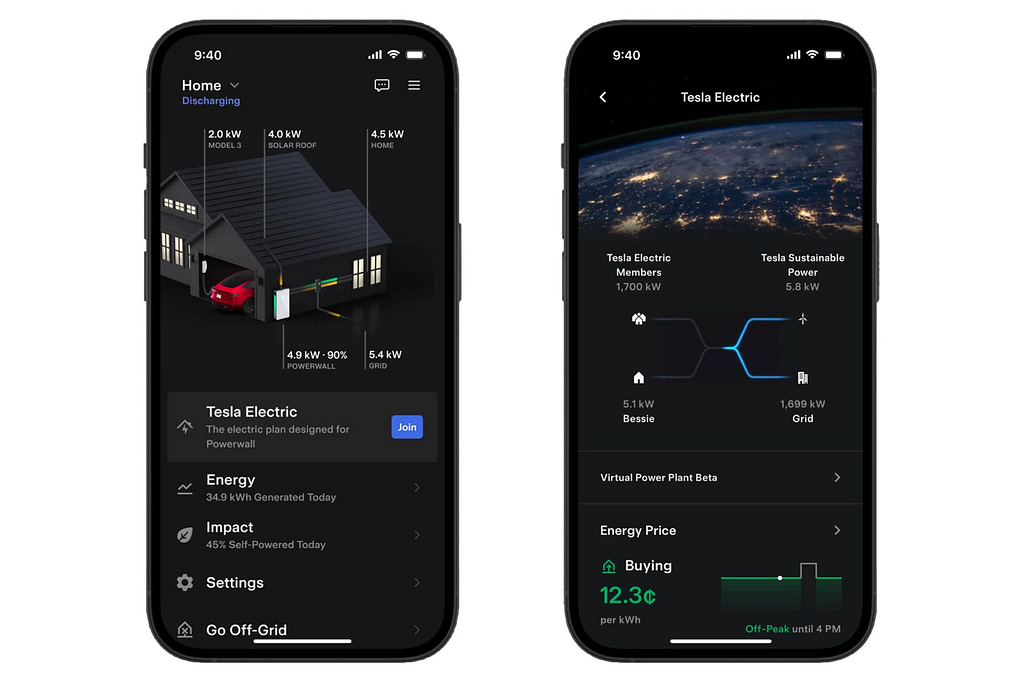 Tesla Electric Plan app phone screen
