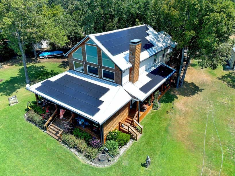 solar panels on lake house