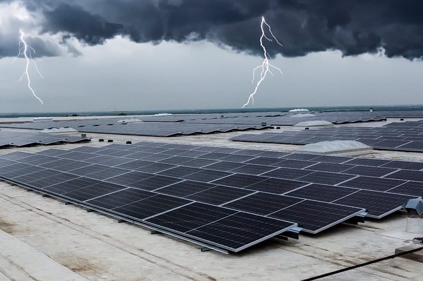 solar panels in a storm