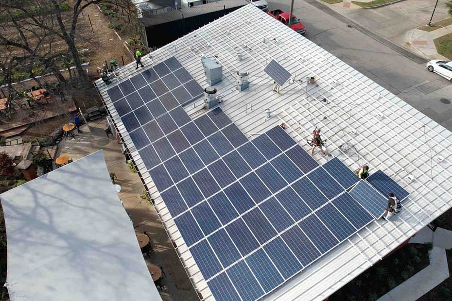 flat solar roof installation by Good Faith Energy