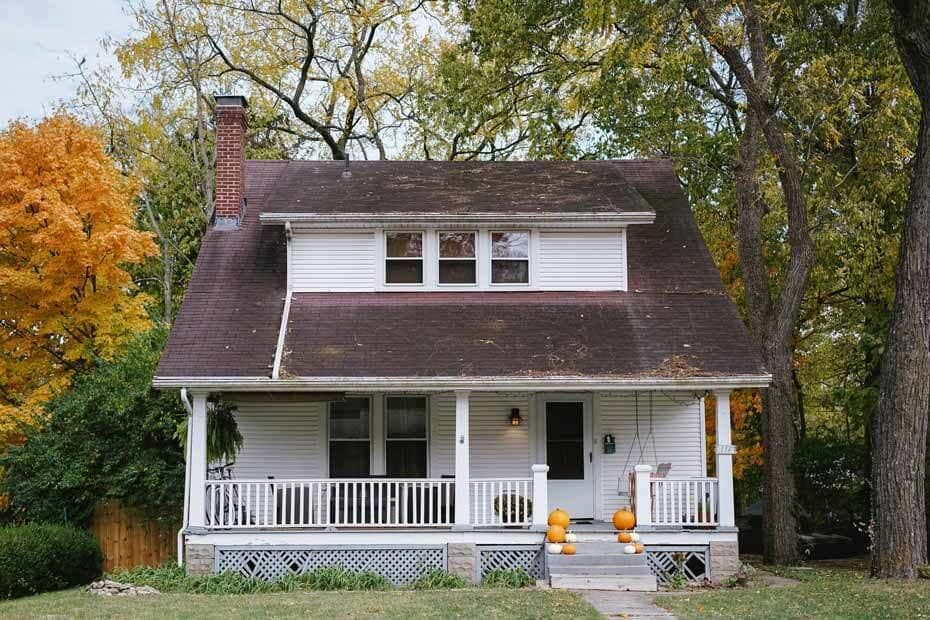 home with an old roof in bad shape